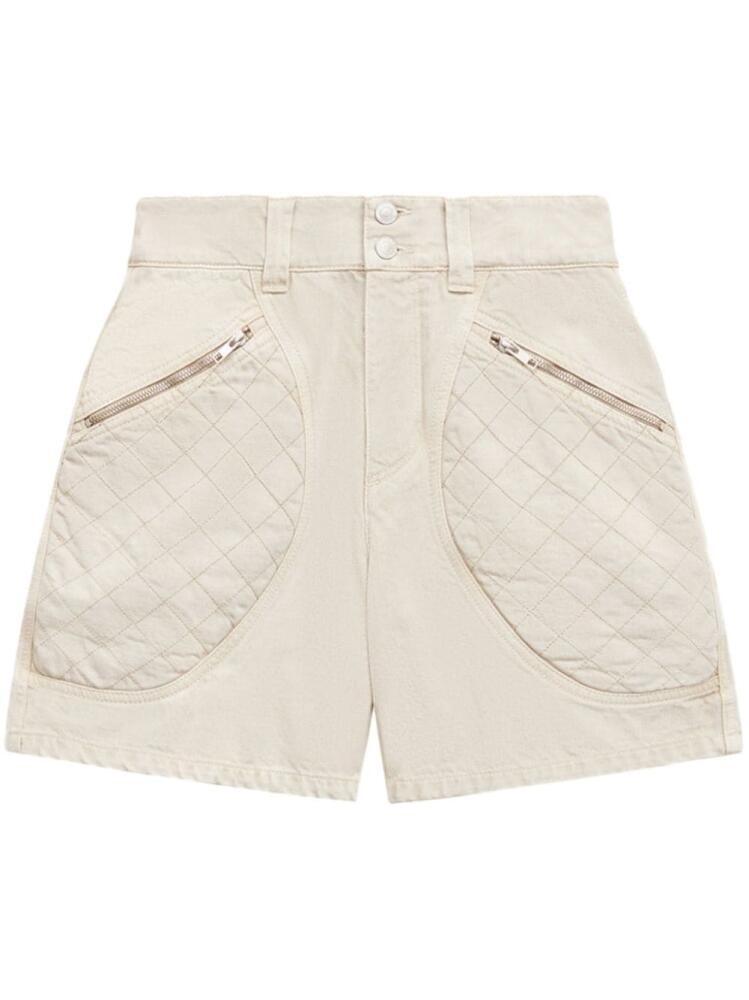 ISABEL MARANT quilted-panel high-waist shorts - Neutrals Cover