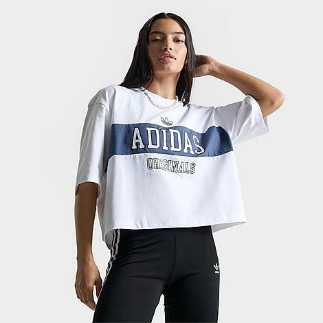 Adidas Women's Originals Boxy Cropped T-Shirt in White/White Cover