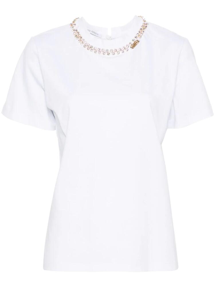 Alberta Ferretti crystal-embellished cotton T-shirt - White Cover