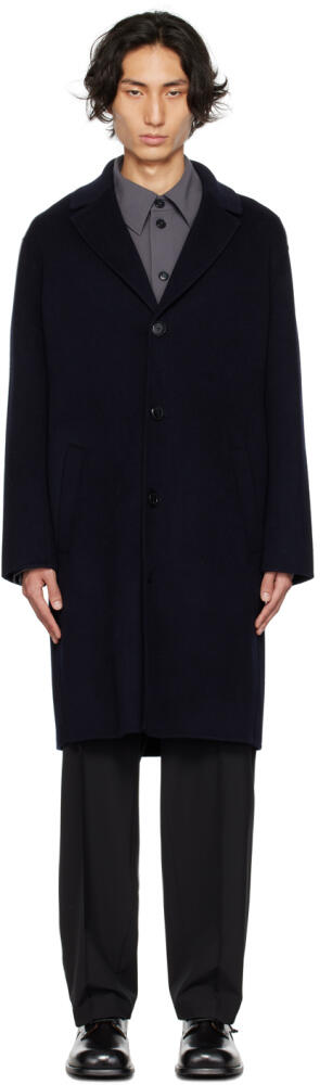 Róhe Navy Notched Lapel Coat Cover