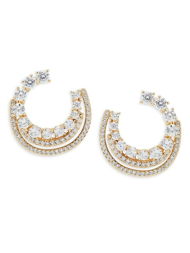 Adriana Orsini Women's 18K Goldplated Brass & Cubic Zirconia Crescent Earrings Cover