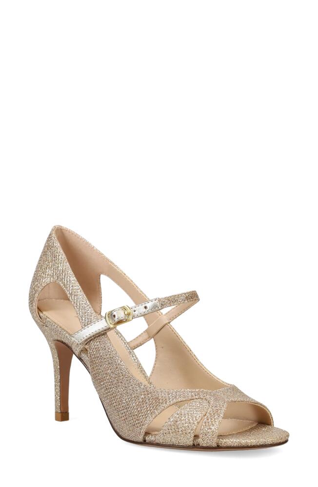 Pelle Moda Rosita 2 Metallic Peep Toe Pump in Platinum Gold Cover