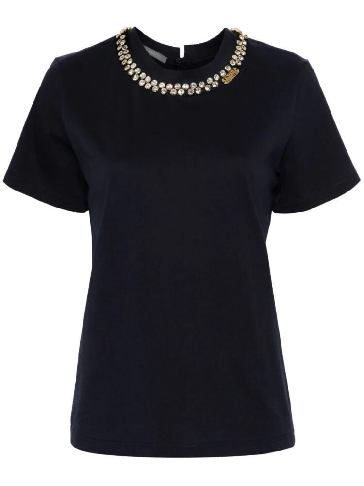 Alberta Ferretti crystal-embellished cotton T-shirt - Blue Cover