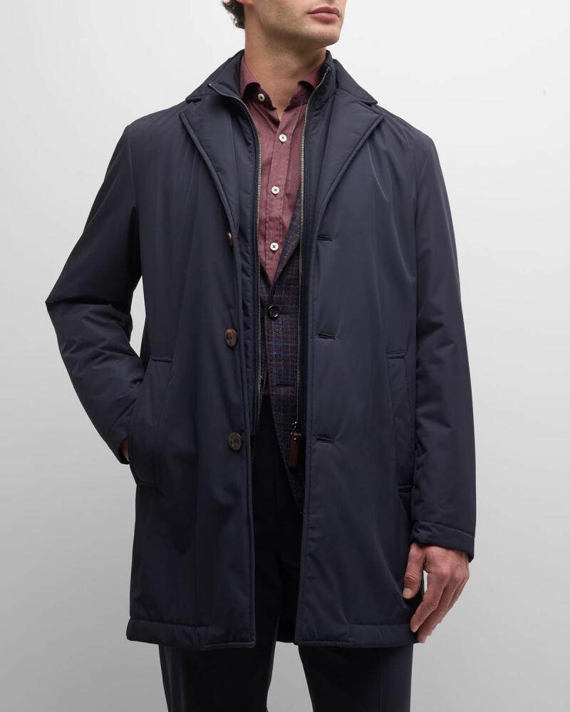 Canali Men's Tech Topcoat with Detachable Bib Cover