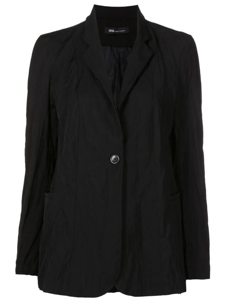 Uma | Raquel Davidowicz crinkled-finish narrow-lapels blazer - Black Cover