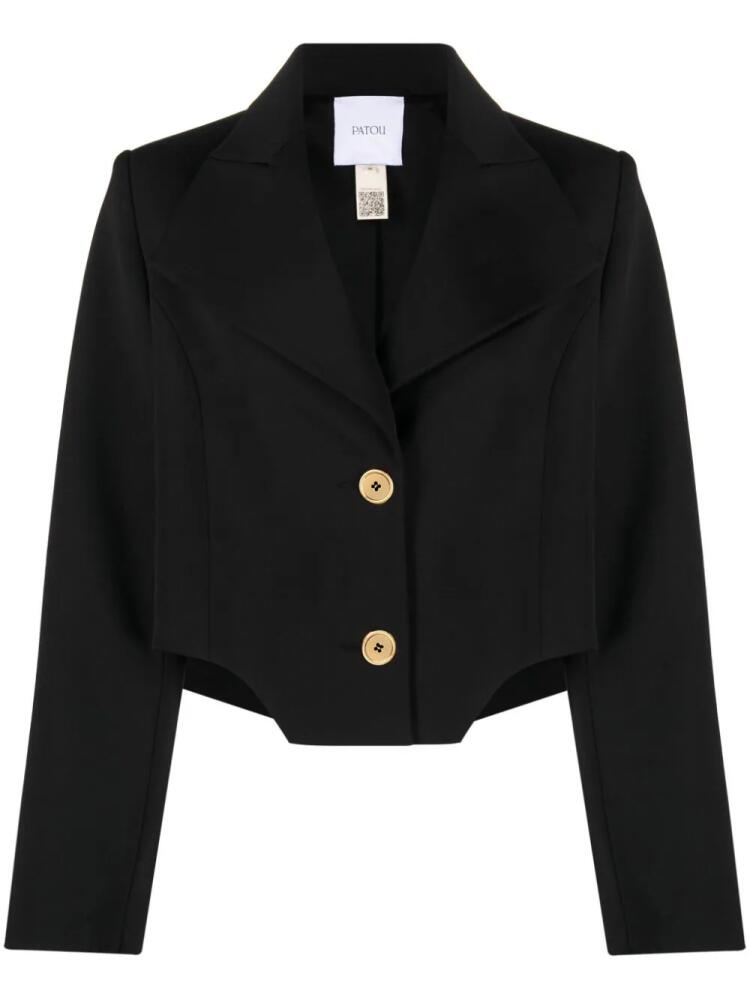 Patou cropped virgin wool-blend blazer - Black Cover