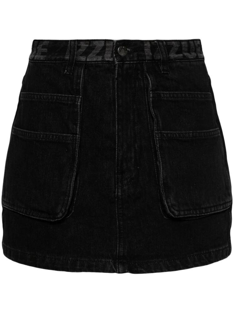 izzue logo-waistband denim mini shorts - Black Cover