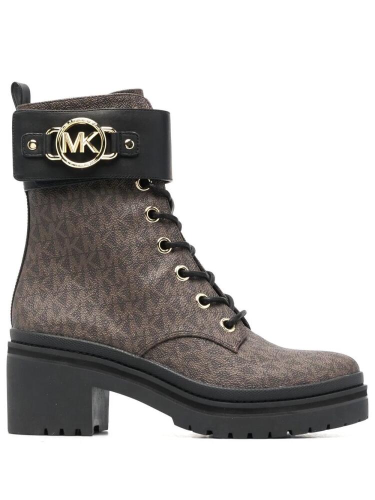 Michael Michael Kors Rory monogram-print combat boots - Brown Cover