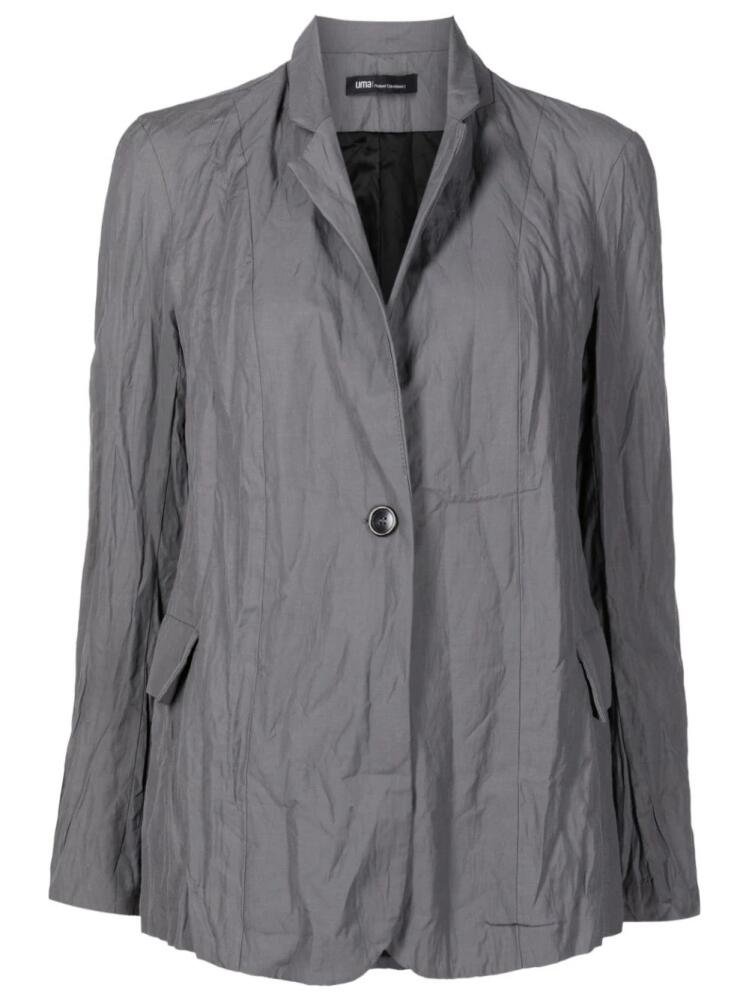 Uma | Raquel Davidowicz crinkled-finish narrow-lapels blazer - Grey Cover