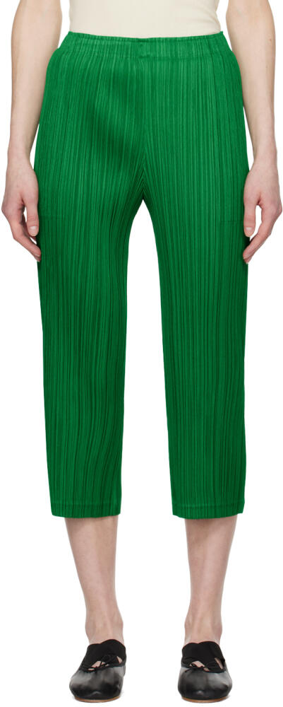 PLEATS PLEASE ISSEY MIYAKE Green Thicker Bottom 2 Trousers Cover