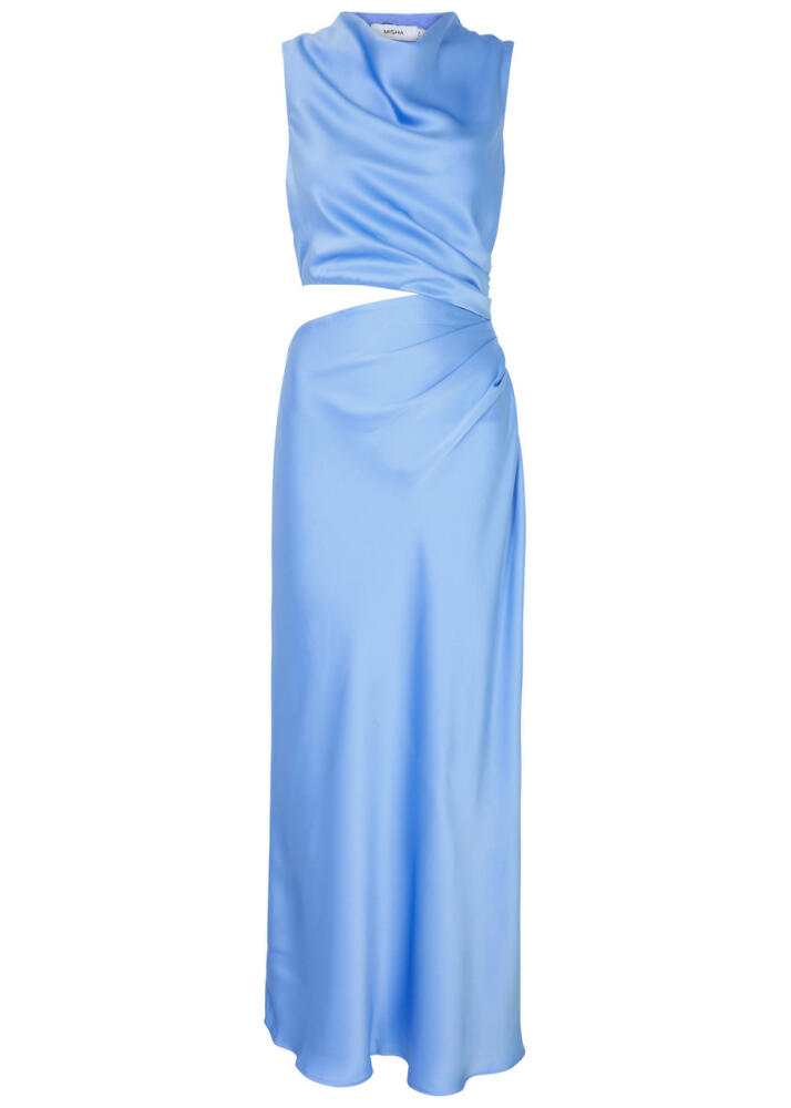 Misha Amadeus Cut-out Satin Maxi Dress - Light Blue Cover