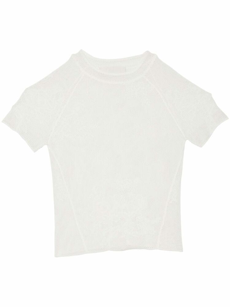 Fleur Du Mal pointelle semi-sheer T-shirt - White Cover