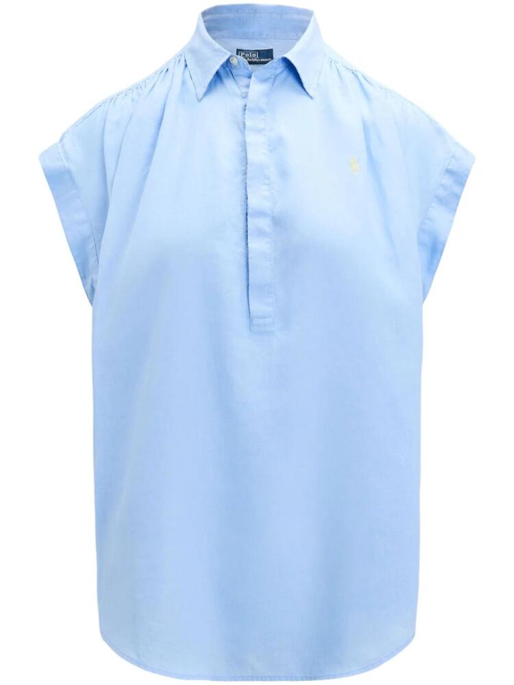 Polo Ralph Lauren Polo Pony cap-sleeve linen blouse - Blue Cover