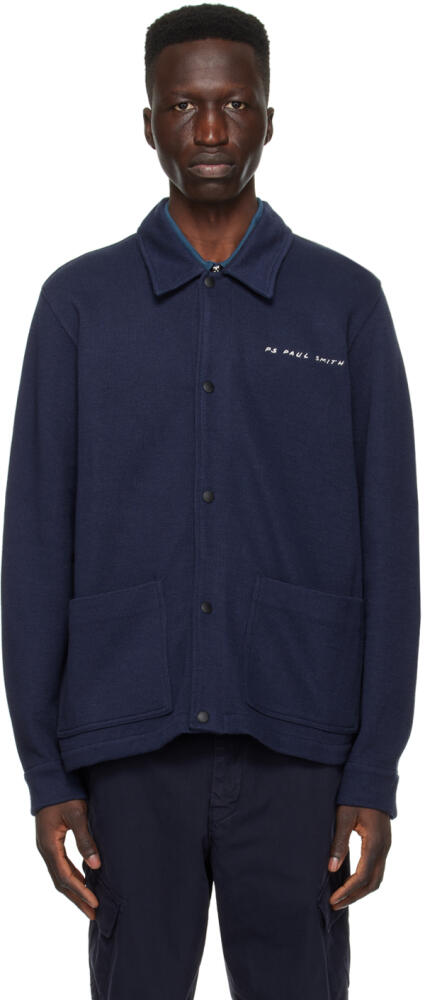 PS by Paul Smith Navy Press-Stud Jacket Cover