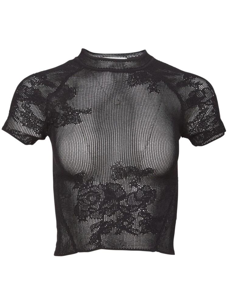 Fleur Du Mal floral pointelle-lace top - Black Cover