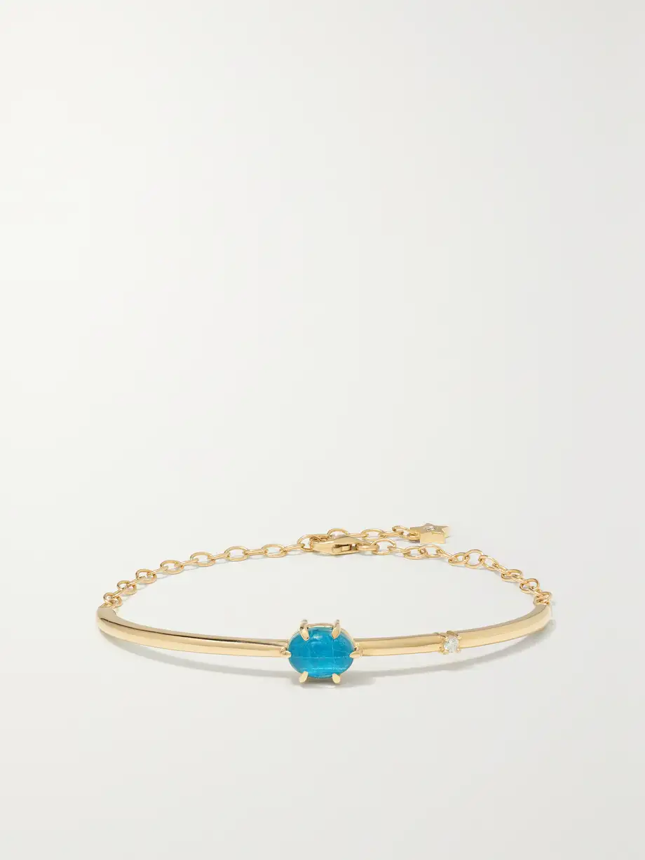 Andrea Fohrman - 14-karat Gold, Chrysocolla And Diamond Bangle - Blue Cover