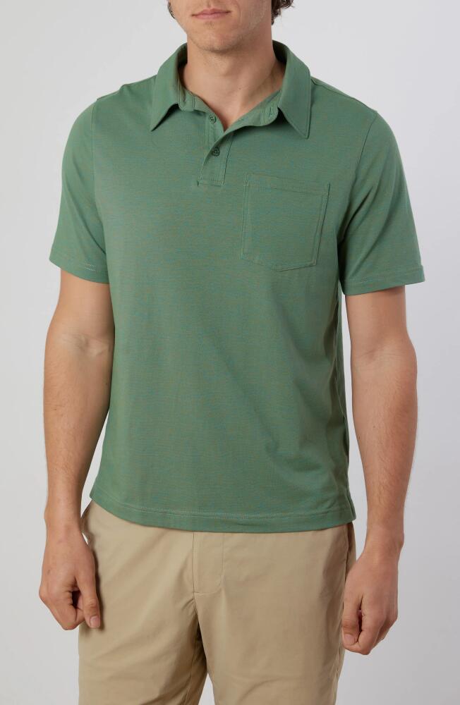 Rainforest Cliffside Solid Stretch Polo in Heather Aqua Cover