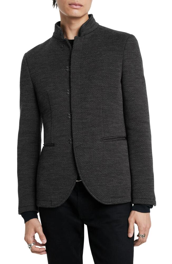 John Varvatos Slim Fit Hook & Bar Knit Wool Coat in Carbon Grey Cover