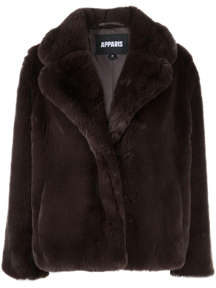 Apparis oversized faux-fur coat - Brown Cover