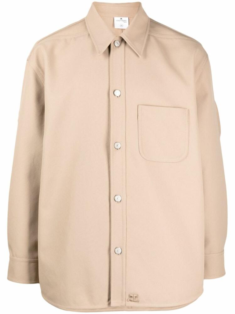 Courrèges strap-detailing button-up shirt - Brown Cover