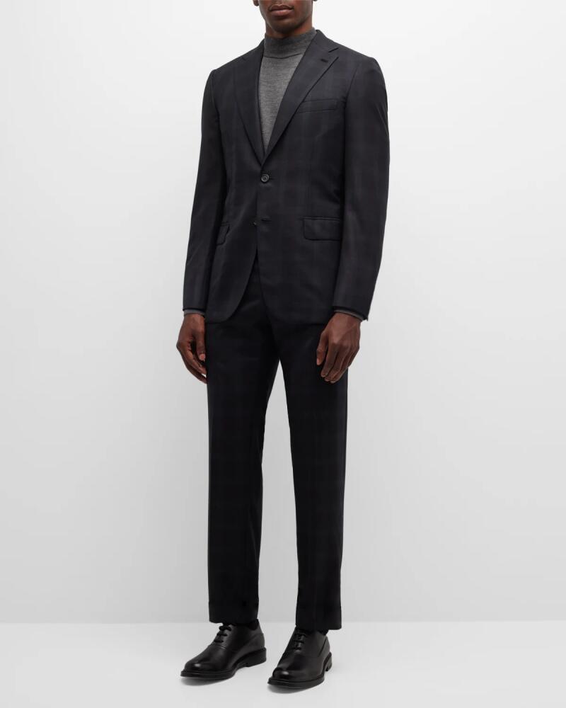 Brioni Men's Tonal Plaid Wool Suit Cover