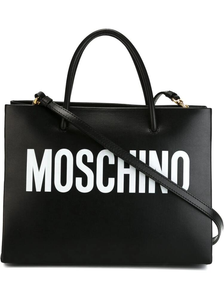 Moschino Logo print square tote - Black Cover