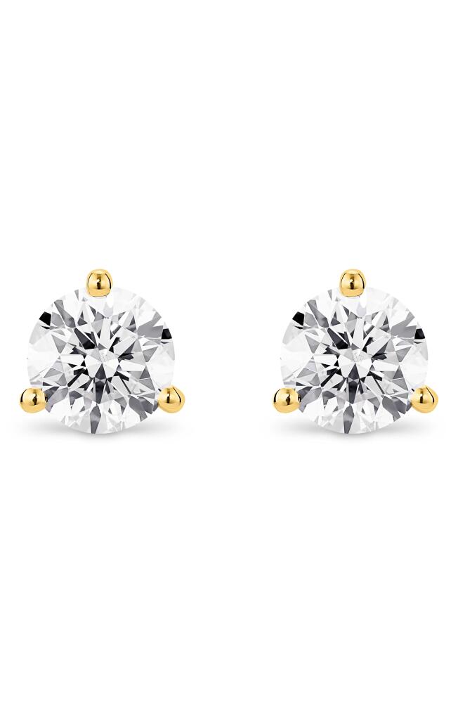 LIGHTBOX 2-Carat Lab Grown Diamond Solitaire Stud Earrings in White/14K Yellow Gold Cover