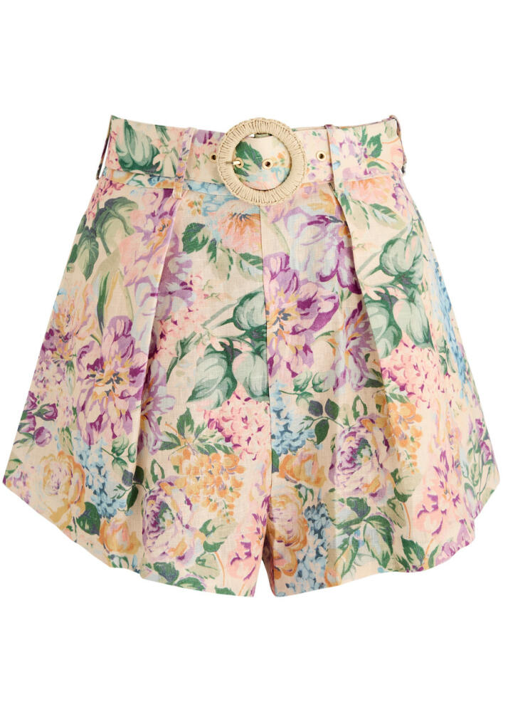 Zimmermann Halliday Tuck Floral-print Linen Shorts - Multi Floral Cover