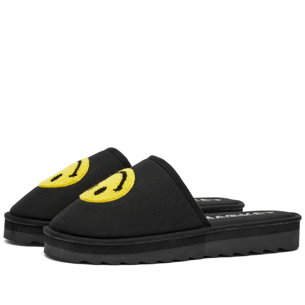 MARKET Men's Smiley Upside Down Hotel Slippers in Black Cover