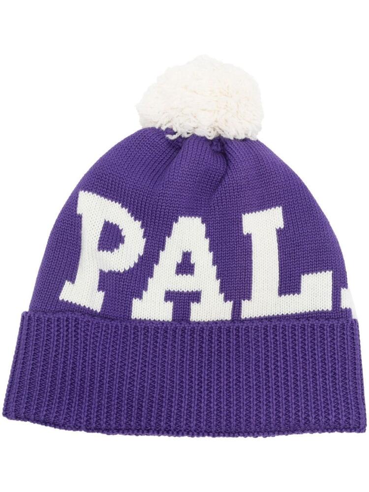 Palm Angels logo knitted pompom beanie - Purple Cover