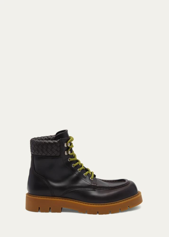 Bottega Veneta Men's Haddock Leather Lace-Up Boots Cover