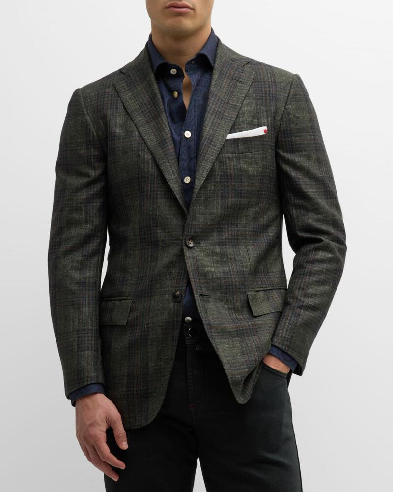 Kiton Men's Plaid Sport Coat Cover