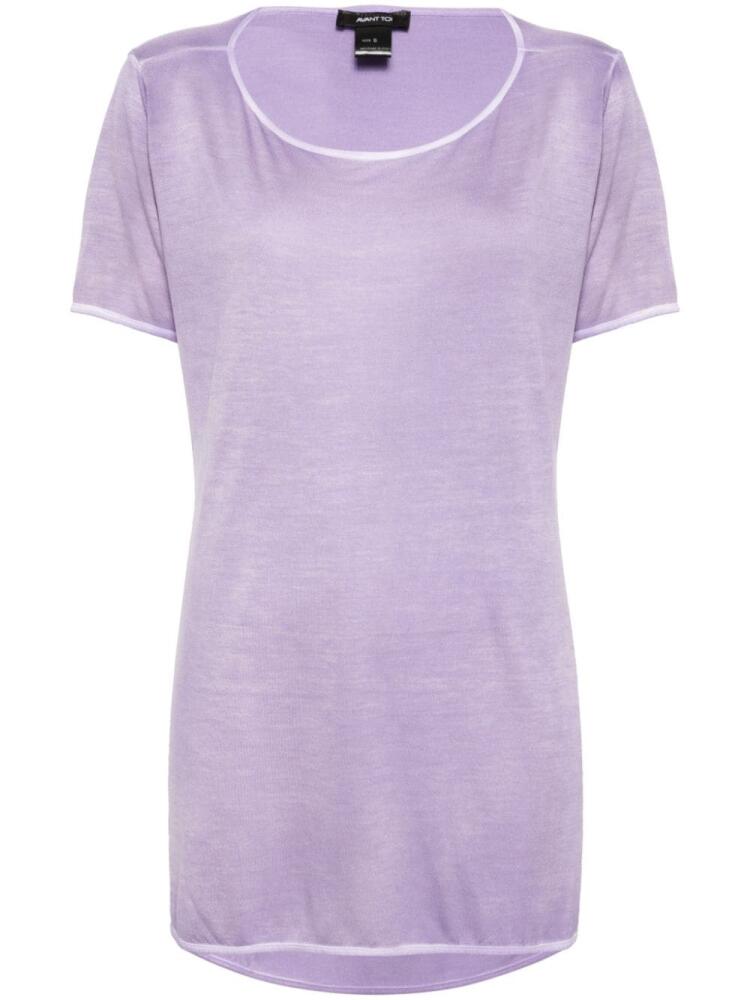 Avant Toi mélange-effect side-slit T-shirt - Purple Cover