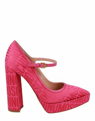 Moschino Logo Jacquard Mary Jane Pumps Woman Pumps Pink Polyester, Cotton, Leather, Polyurethane Cover