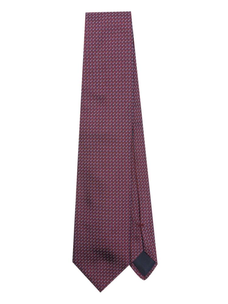 Corneliani geometric-jacquard tie - Red Cover