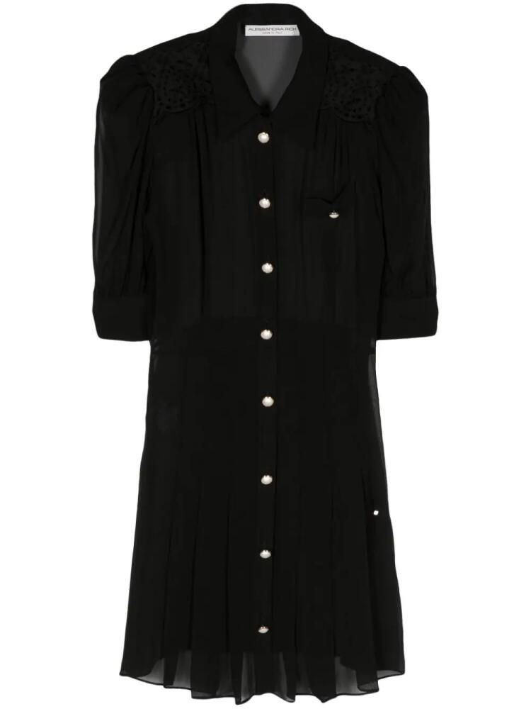 Alessandra Rich pleated georgette minidress - Black Cover