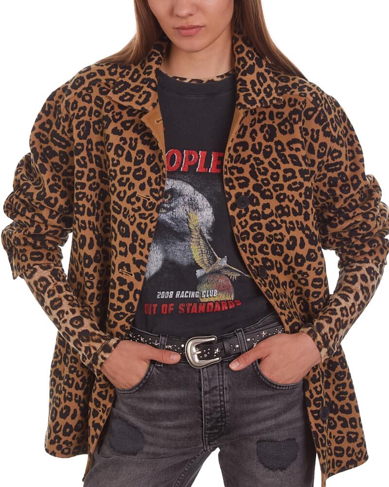 The Kooples Wool Blend Leopard Print Shirt Jacket Cover