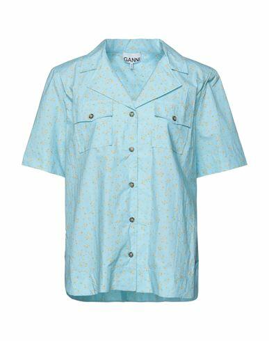 Ganni Woman Shirt Sky blue Organic cotton Cover