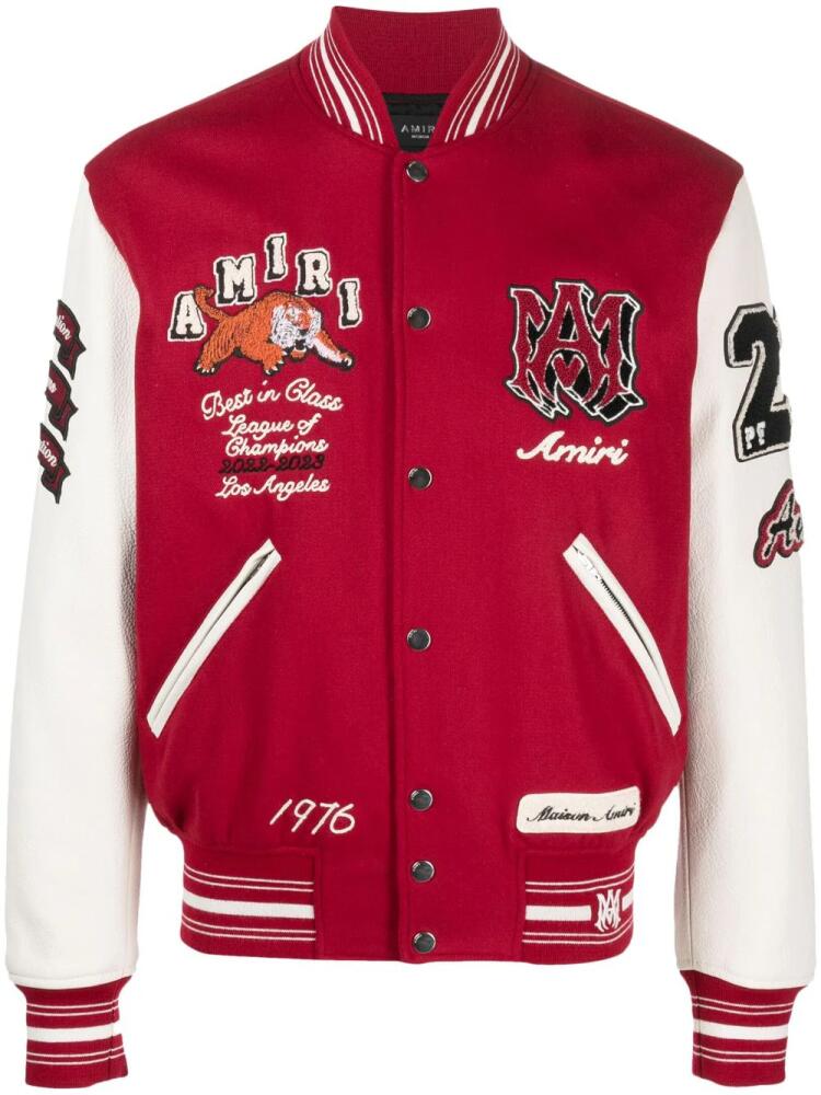 AMIRI logo-patch varsity jacket - Red Cover