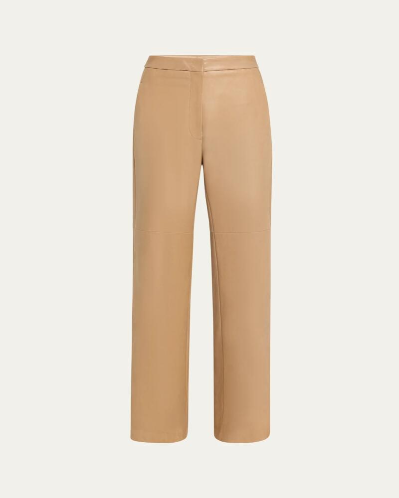 Max Mara Getti Wide-Leg Leather Trousers Cover