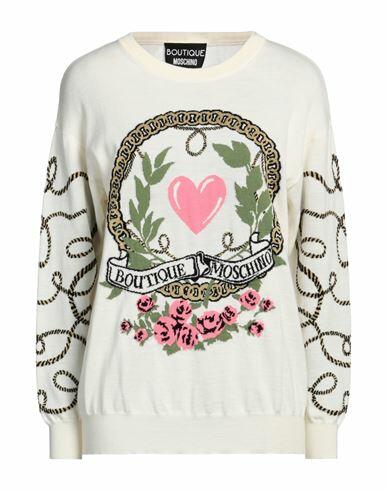 Boutique Moschino Woman Sweater Ivory Virgin Wool, Acrylic Cover