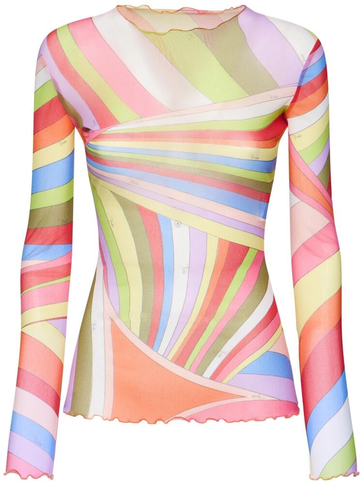 PUCCI Printed Mesh Long Sleeve Top Cover