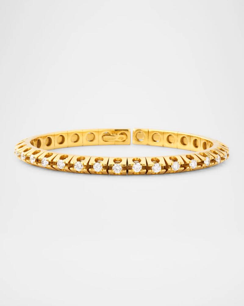 Piranesi 18K Yellow Gold Round Diamond Cuff Bangle Bracelet Cover