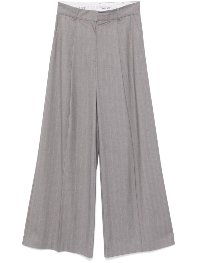 TWINSET pinstripe wide-leg trousers - Grey Cover