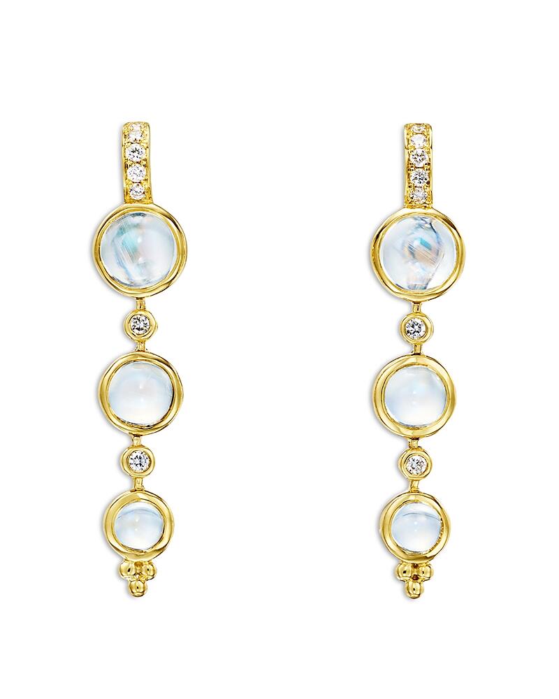 Temple St. Clair 18K Yellow Gold Blue Moonstone & Diamond Triple Lunar Drop Earrings Cover