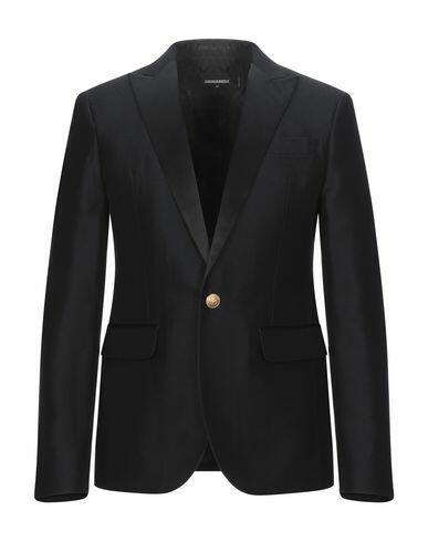 Dsquared2 Man Blazer Black Wool, Silk Cover