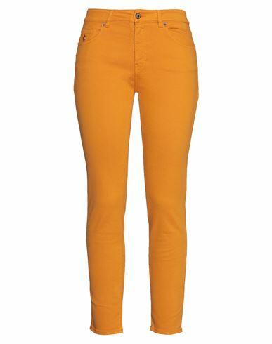 Avantgar Denim By European Culture Woman Pants Orange Cotton, Polyester, Rubber Cover