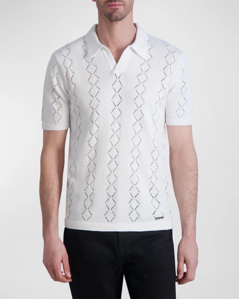 Karl Lagerfeld Paris White Label Men's Diamond Stitch Polo Sweater Cover