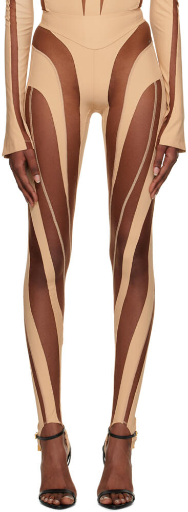 Mugler Beige Spiral Leggings Cover