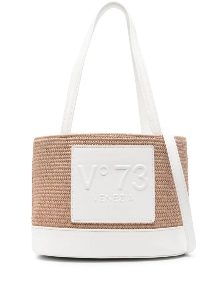 V°73 embossed-logo bucket bag - White Cover